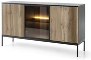 Comodă combinată Silvano K154 (Negru + Stejar wotan) (cu iluminat LED). 1062587