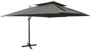 vidaXL Umbrelă în consolă cu înveliș dublu, antracit, 400x300 cm
