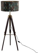 Vloerlamp messing met velours lampenkap blad dessin met gouden binnenkant 50/50/25 - Simplo