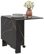 HOMCOM Masă pliabilă de bucătărie masă de dining pliabilă cu 2 aripi 2 roti cu frâne 120 x 80 x 73 cm negru marmorat imitație | Aosom Romania