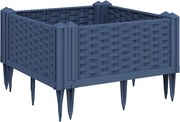 vidaXL Jardinieră de grădină cu țăruși, albastru gri, 42,5x42,5x28,5 cm, PP