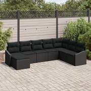 vidaXL Set de canapele pentru grădină 8 pcs Negru Rattan poli