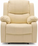 Fotoliu Masaj, Incalzire, rabatabil, sezut cu arcuri metalice, suport picioare extensibil, PU, Bej