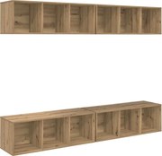 vidaXL Set comodă TV Pe perete 4 pcs Stejar Artizanal 37 x 37 x 107 cm