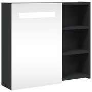 vidaXL Dulap cu oglindă de baie cu LED, negru, 60x13x52 cm