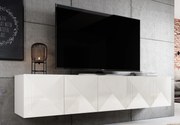 Comodă TV suspendată Asha 200 cm cu fronturi riflate - alb mat