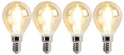 Set 4 becuri LED E14 reglabile P45 gold 3.5W 330 lm 2100K