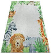 BAMBINO 54090 covor lavabil Animale, Africa pentru copii anti-alunecare - alb / verde