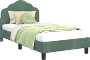vidaXL Cadru de pat pentru copii cu spătar Verde Mării 80 x 160 cm