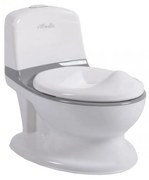 Olita premium pentru copii NOVOKIDS™ Atlantic seat, Cu sunete, Vas detasabil, Plastic non toxic, Suport hartie igienica, Gri cu Alb