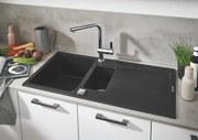 Chiuveta Quartz composite Grohe K500, 2 cuve, montare pe blat, negru - 31646AP0