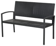 Outsunny Banca de Gradina si de Exterior din Ratan Banca din Ratan Negru 2 Locuri, 122x60x87cm