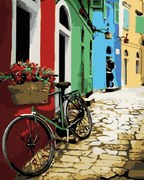 Pictura pe numere cu un cadru "Biciclete pe alee" 50x40 cm