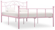 vidaXL Cadru de pat, roz, 140 x 200 cm, metal
