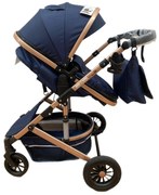 Carucior 2 in 1 pentru copii, cu maner reversibil si suspensii, 0-36 luni - CPC-31-bleumarin