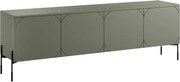 Comodă TV Sonatia 200 cm cu patru uși pe picioare metalice - verde măsliniu