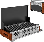 Outsunny Grătar Portabil cu Cărbune, Tava Detașabilă, din Oțel Inoxidabil și Metal, 50,5x34x33 cm, Negru | Aosom Romania