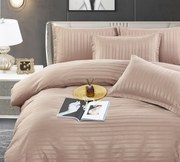 Lenjerie pat dublu, Damasc Finetat Deluxe, 6 Piese - Bej