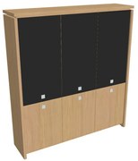 Dulap înalt Verno 188 x 46 x 210 cm, uși combinate, stejar deschis / negru