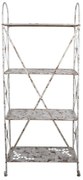 Etajera de gradina cu rafturi, alb, din metal, aspect vintage, Abeille