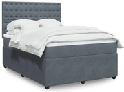 vidaXL Pat box spring cu saltea, gri închis, 140x190 cm, catifea