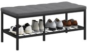 HOMCOM Banc de pantofi cu pernă rembursată și raft de depozitare, banc de intrare pentru hol, cameră, 90x41x40 cm, gri | Aosom Romania