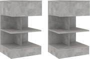 vidaXL Noptiere, 2 buc., gri beton, 40x35x65 cm