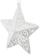 Ornament de Crăciun Carlita Star alb, 11,5 x 11,5x 2 cm, plastic