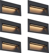 Set de 6 Aplice Moderne Îngropate Negre 16cm Incl. LED IP65 - Mert