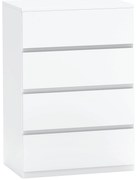 HOMCOM Comodă Sideboard, Comodă cu 4 sertare, 55 cm x 33 cm x 80 cm, Alb | Aosom Romania