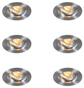 Set de 6 spoturi încastrate rotunde din aluminiu reglabile - Chuck