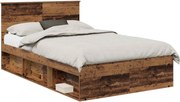 vidaXL Cadru de pat cu headboard Lemn vechi 120 x 190 cm Lemn compozit