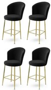 Set de scaune de bar Alte Black and Gold, 4 bucăți, 4 buc