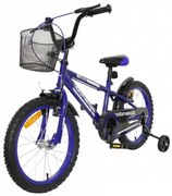 Bicicleta pentru copii NOVOKIDS™ Splend'Or Boom Edition, Cosulet, Roti 14" inch, Max 35 kg, Cadru otel, Roti ajutatoare, Ghidon reglabil, Albastru