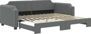 vidaXL Pat de zi cu extensie, gri închis, 80x200 cm, textil