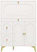 Bufet modern cu uși pliante, Alb | Aosom Romania