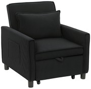 HOMCOM Fotoliu pat, reglabil, 3 poziții, catifea, până la 120 kg, negru | Aosom Romania