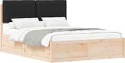 vidaXL Cadru de pat cu tăblie tapițată cu headboard Negru 140 x 200 cm