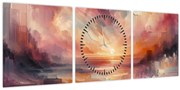 Tablou - Răsărit pictat (cu ceas) (90x30 cm)