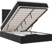 vidaXL Cadru pat otoman cu saltea neagră 120x190 cm piele artificială