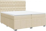 vidaXL Pat box spring cu saltea, crem, 200x200 cm, textil