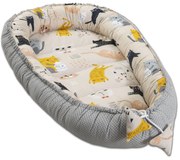 Cosulet bebelus pentru dormit Kidizi Baby Nest Cocoon 90x50 cm Kitten Love
