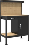 vidaXL Banc de lucru Negru 90 x 49 x 141 cm Lemn aranjat și metal