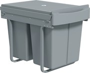 HOMCOM Coș de gunoi retractabil sub chiuvetă, 2 găleți de 20L, Gri | Aosom Romania