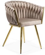 Scaun living modern din catifea cu picioare metalice BUC 261 bej
