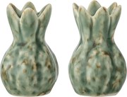 Set solniță și pipernița din ceramică verde cu finisaj texturat, 5×7 cm, „Cyrill"