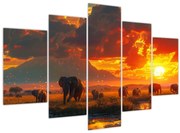 Tablou - Turmă de elefanți (150x105 cm)