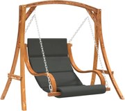 vidaXL Balansoar cu pernă, lemn masiv de molid cu finisaj din tec