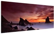 Tablou cu apus de soare pe mal (120x50 cm)