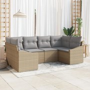 vidaXL Set de canapele pentru grădină 6 pcs Bej Rattan poli